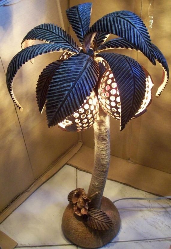 Table Lamp Shades Palm Tree Coconut Shell Night Light Wood Shade Wooden  Natural Each coconut lamp was hand crafted by a Sri lanka artisan from sri  lanka. The material used is coconut