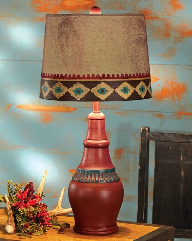 Table Lamp: Southwest Terracotta Table Lamp with Ribbed Base