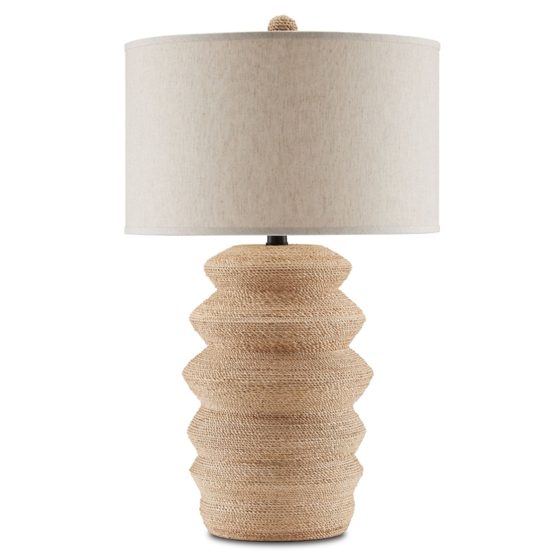 Table Lamp Stacked Beehive Base with Rope Knot Finial