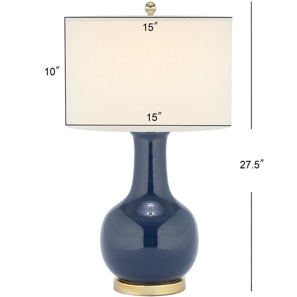 Table Lamp Tall Glossy Gourd Ceramic Gold Base Plate 27.5 Inch