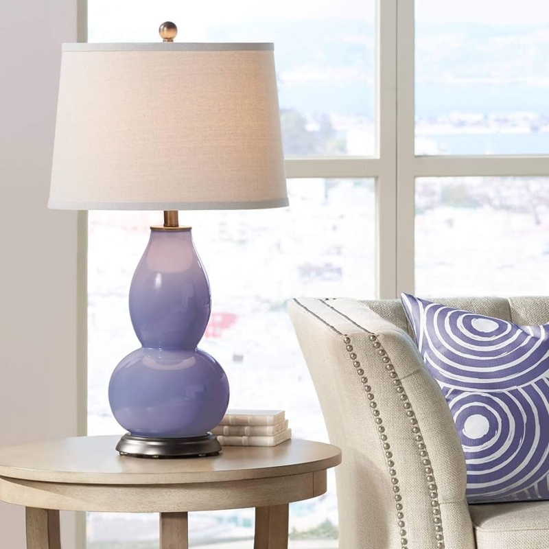 Table Lamp: Translucent Purple Haze Glass Double Gourd Tapered Shade