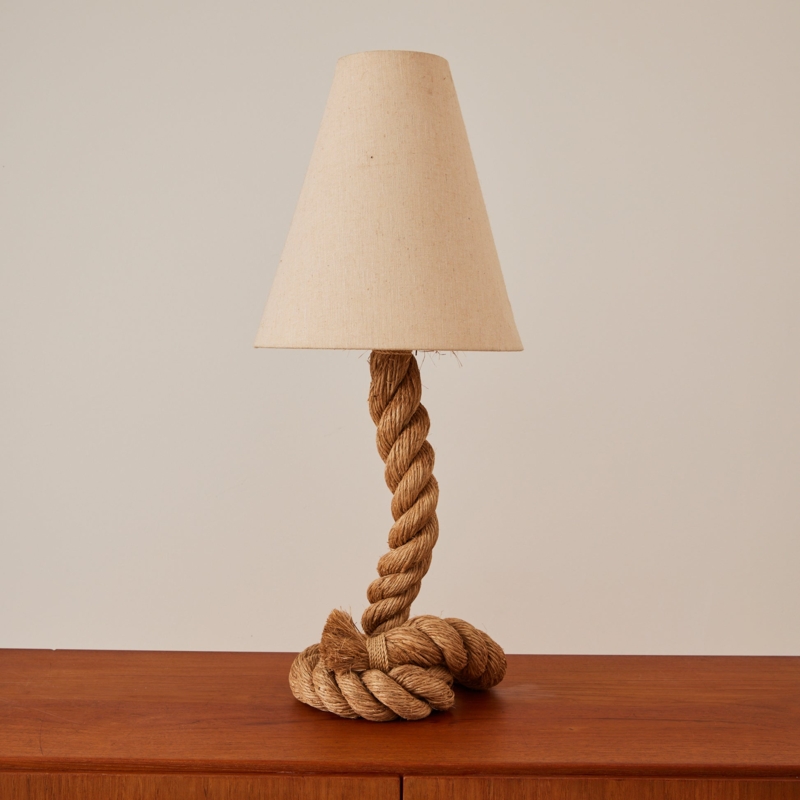 Table Lamp Twisted Rope Stem with Coiled Base Detail