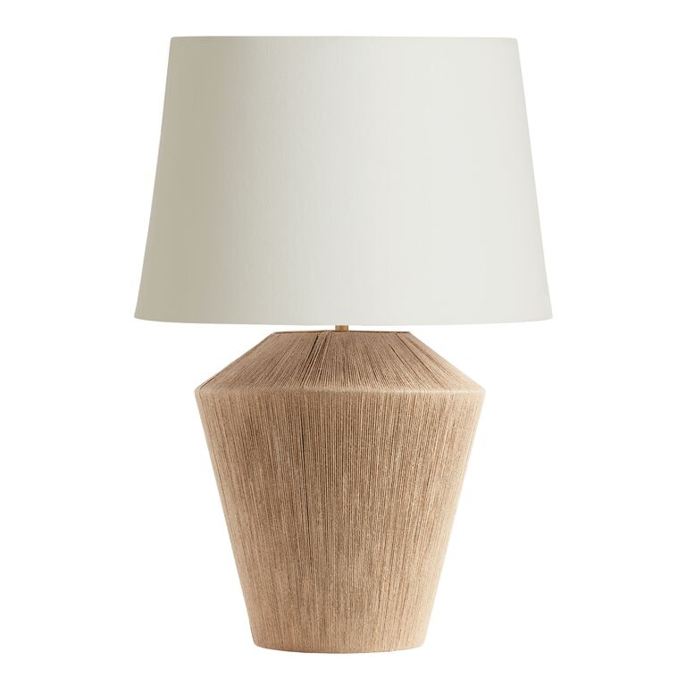 Table Lamp with Geometric Tapered Jute Rope Base Modern