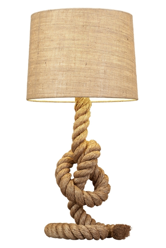 Table Lamp with Knotted Rope Base Natural Texture Accent