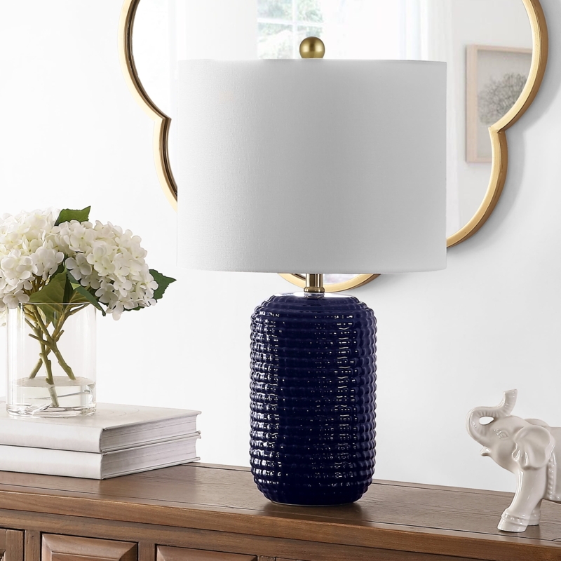 Table Lamps Set of 2 Glossy Honeycomb Ceramic Brass Hardware
