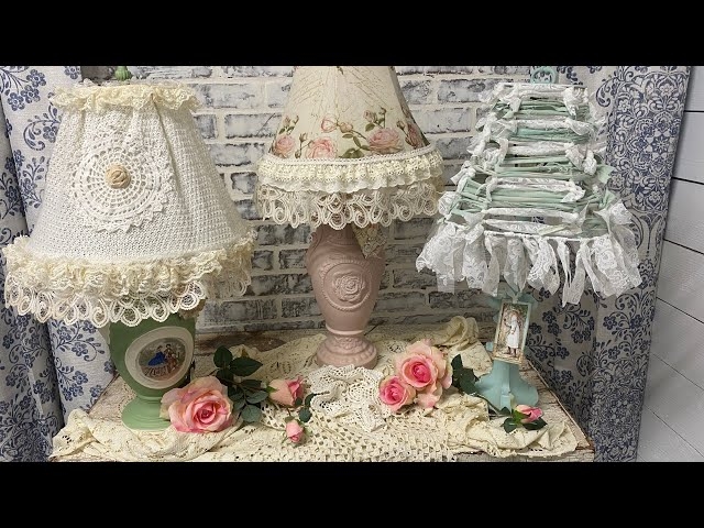 Table Lamps with Crochet Doily Detail and Ruffled Lace Trim