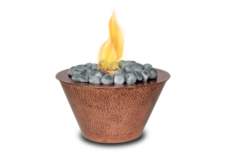 Tabletop Fire Pit Hammered Texture Antique Copper River Rocks