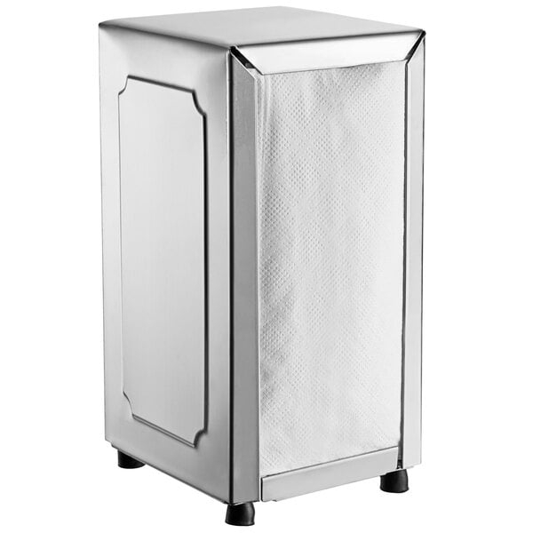 Tall Fold Napkin Dispenser Polished Stainless Retro Diner Style