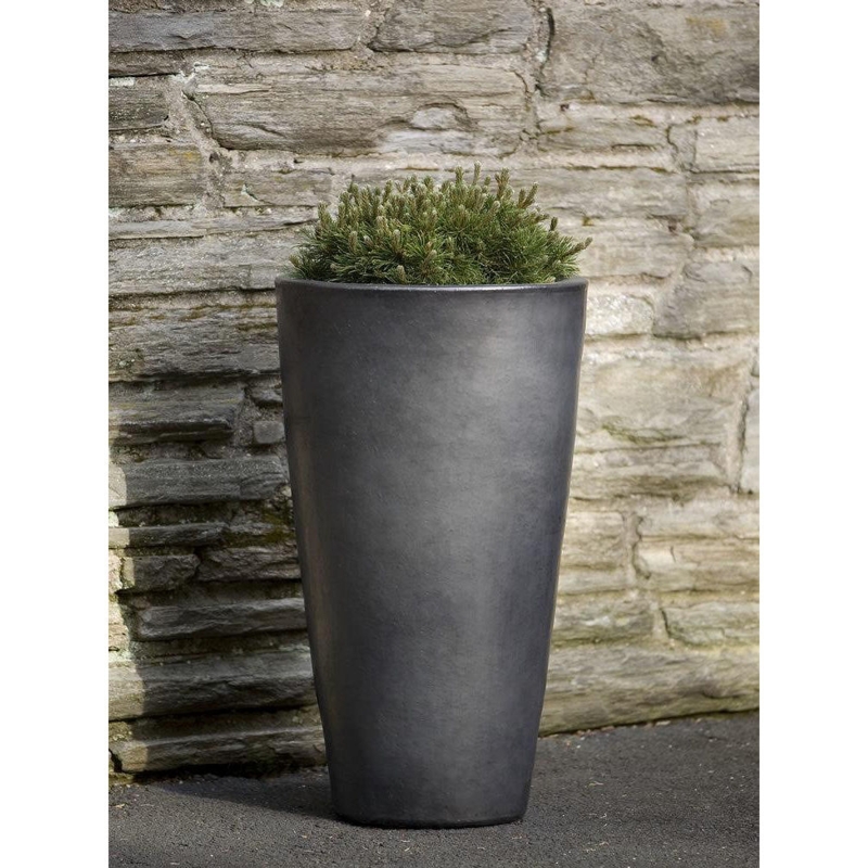 Tall Planter Graphite Matte Ceramic Rimless Edge Minimalist Decor