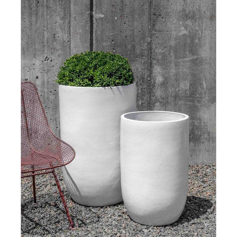 Tall Planters Matte White Ceramic Cylindrical Minimalist Outdoor Vessels