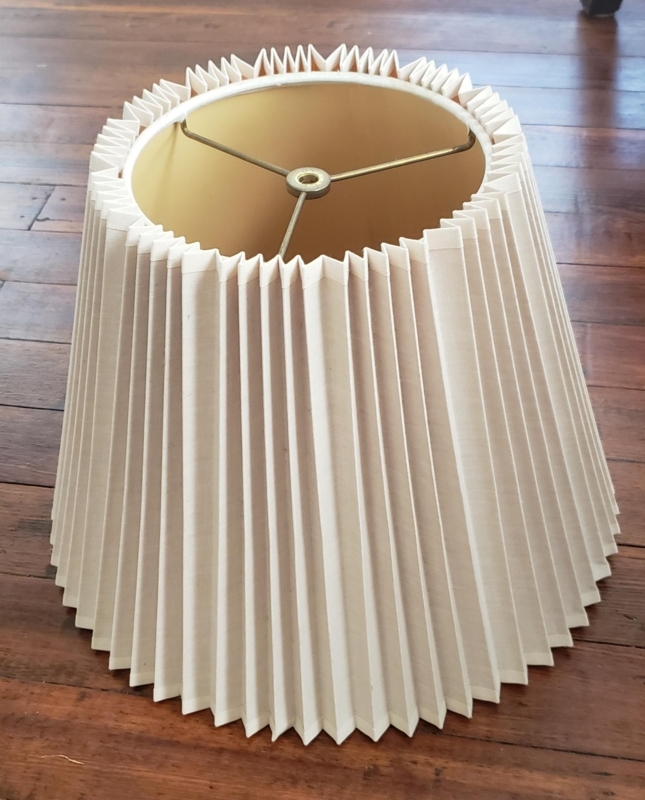 Tapered Lampshade with Mid-Century Accordion Pleats in Cream White