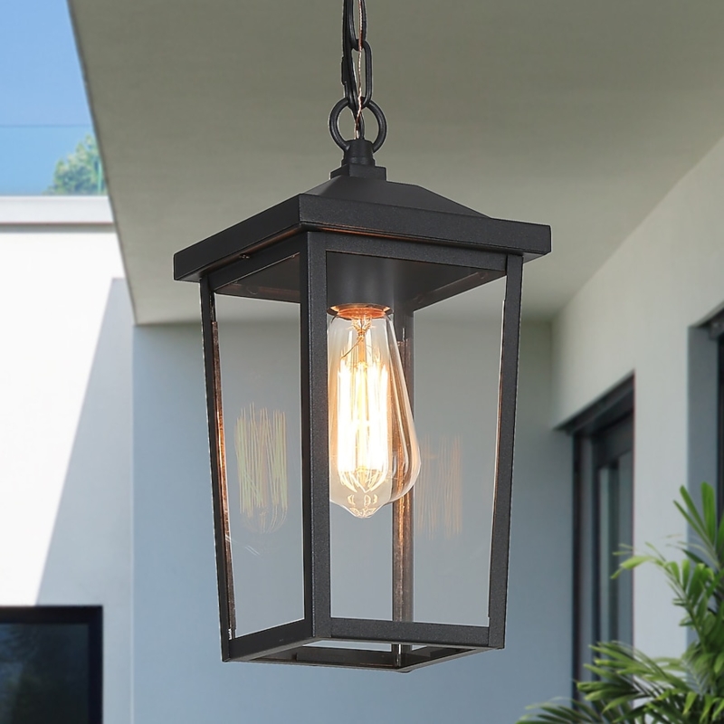 Tapered Lantern Pendant with Edison Bulb, Farmhouse Porch Light.