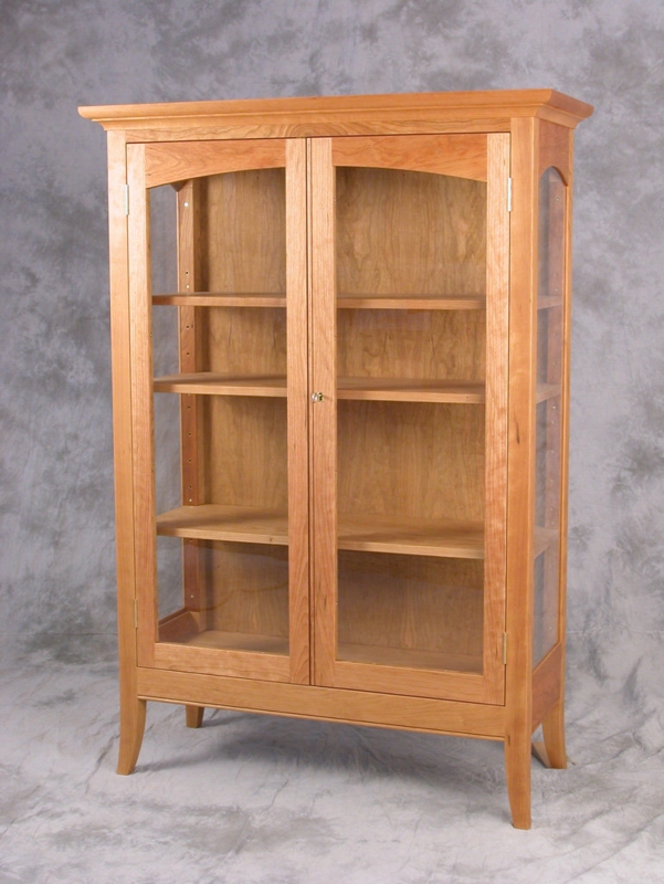 Tapered Leg China Cabinet Arched Door Frames Wood Toned Frame