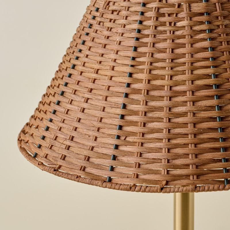 Tapered Rattan Shade with Exposed Vertical Ribs Organic Modern Texture