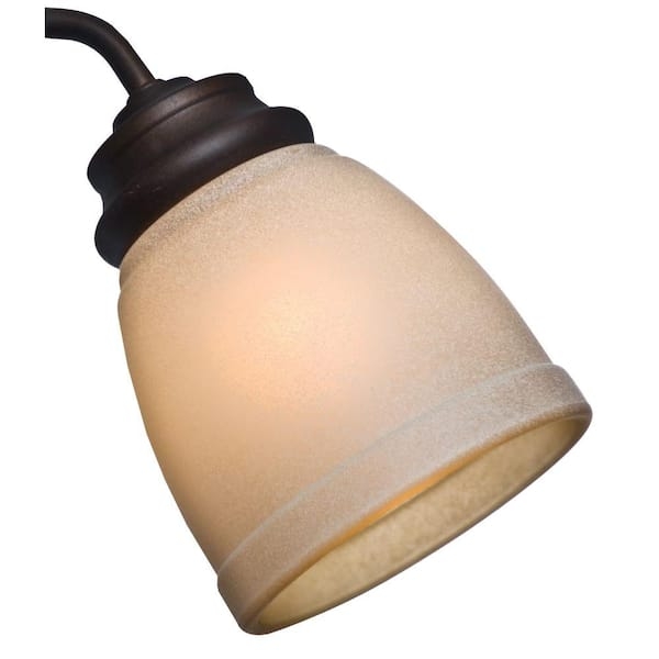 Tea Stain Glass Shade Ceiling Fan Light Bell Shape Raised Band Detail