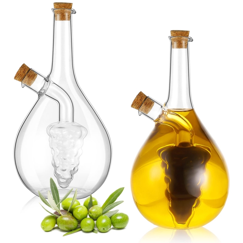 Teardrop Glass Cruet Featuring Nested Grape Cluster Inner
