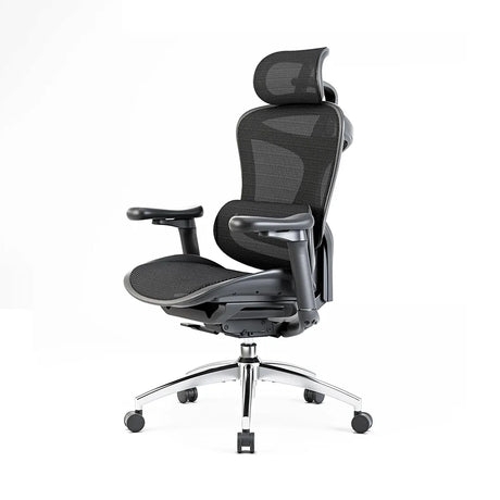 Technical Ergonomic Office Chair with Polished Silver Base and Mesh