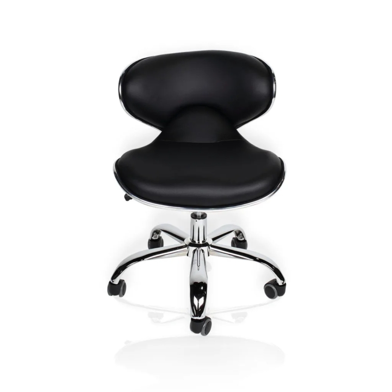 Technician Stool Ergonomic Curved Back Polished Chrome Swivel