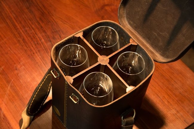 The Leather Crystal Glass Carrier - The African Touch