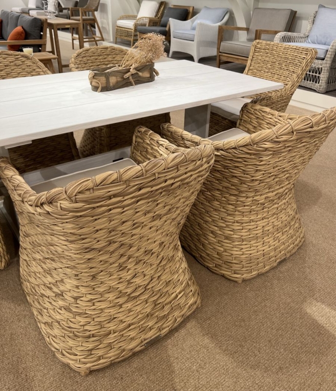 Thick Seagrass Weave Dining Chair with Skirt