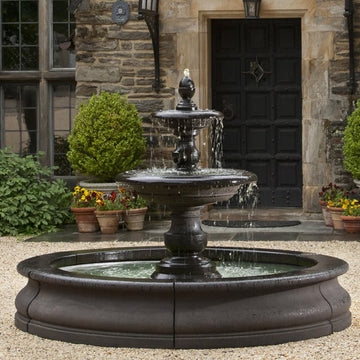Tiered Fountain: Two-Tier Design with Charcoal Stone Finish