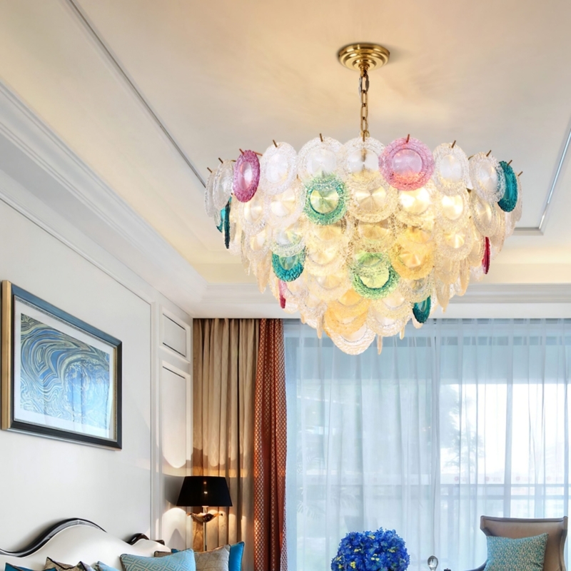 Tiered Glass Disc Pendant with Polished Gold Finish Hardware