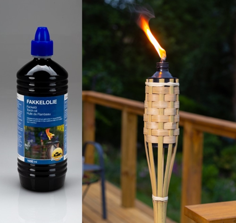 Tiki Torch Bamboo Lattice Weave Refillable Canister Tropical