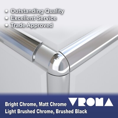 Tile Trim Corner Bright Chrome Quadrant Three-Way Join