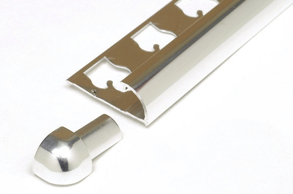 Tile Trim Polished Silver Round Edge Matching Corner Cap