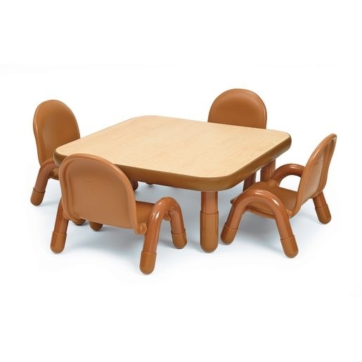 Toddler Table Set Caramel Brown Tubular Legs Modern Plastic Play Table