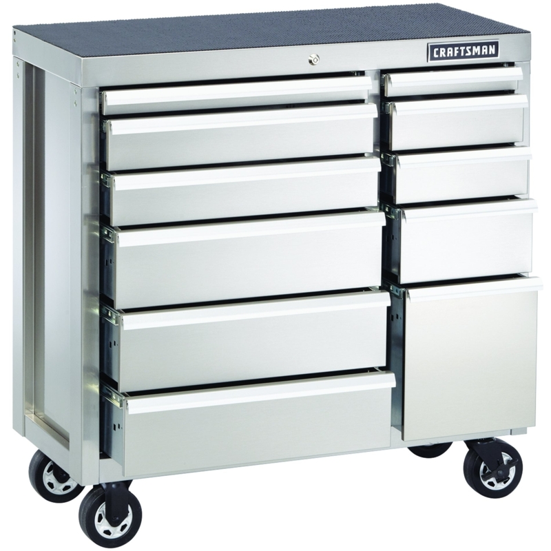 Tool Cabinet Eleven Drawer Layout Brushed Stainless Industrial Cart