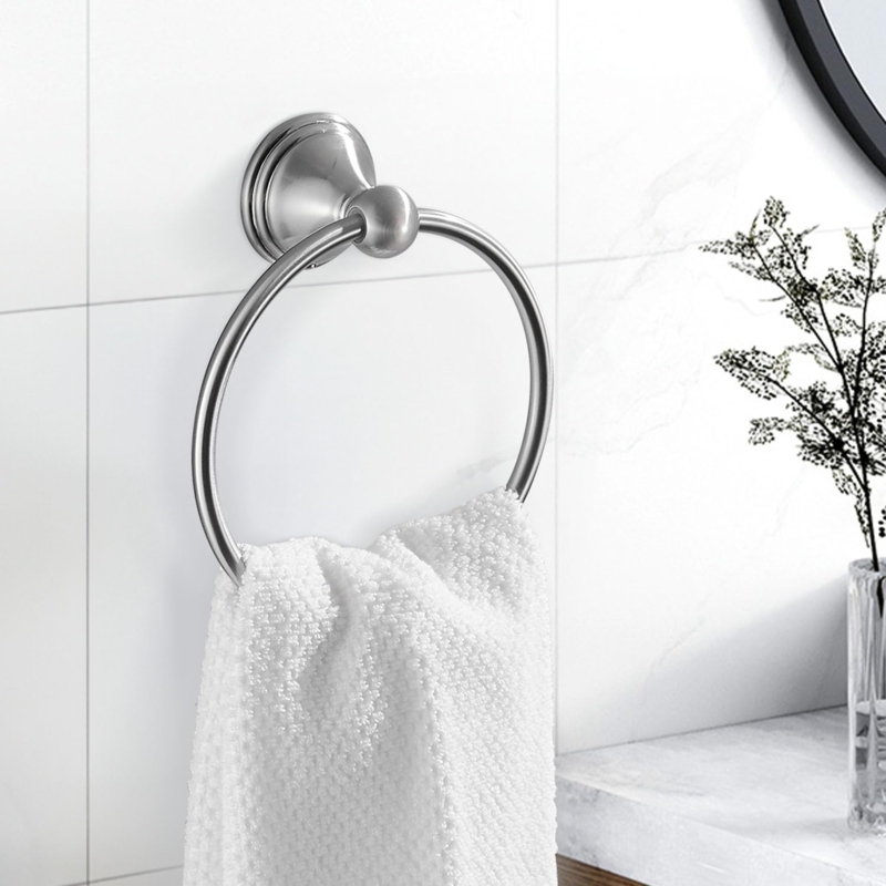 Towel Ring Ball Joint Detail Brushed Nickel Transitional Wall Mount