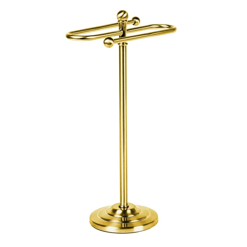 Towel Stand Shiny Gold Finish Ball Finials Traditional Glam Accessory