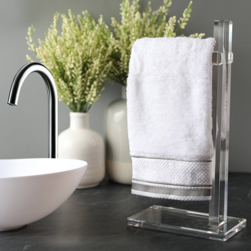 Towel Stand Tabletop Placement Transparent Acrylic Modern T-Shaped Bar