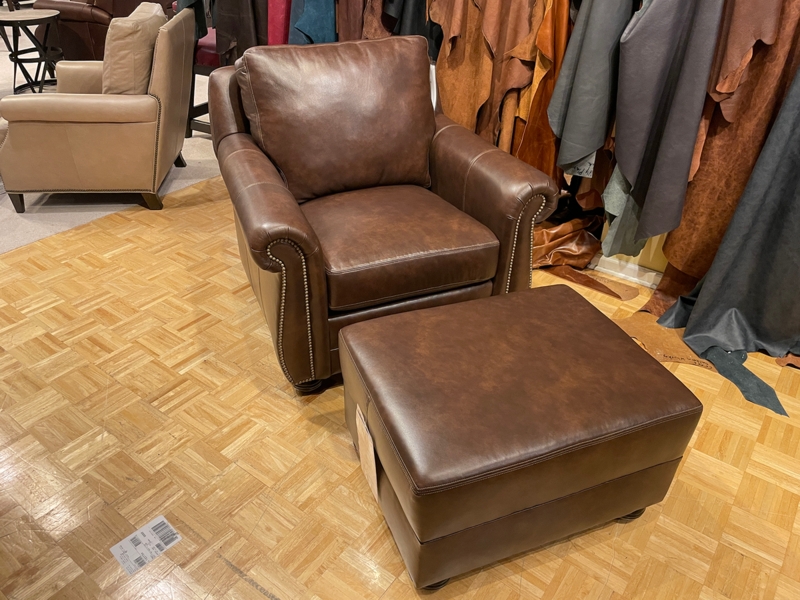 Traditional Armchair Set: Espresso Brown Club Style & Ottoman