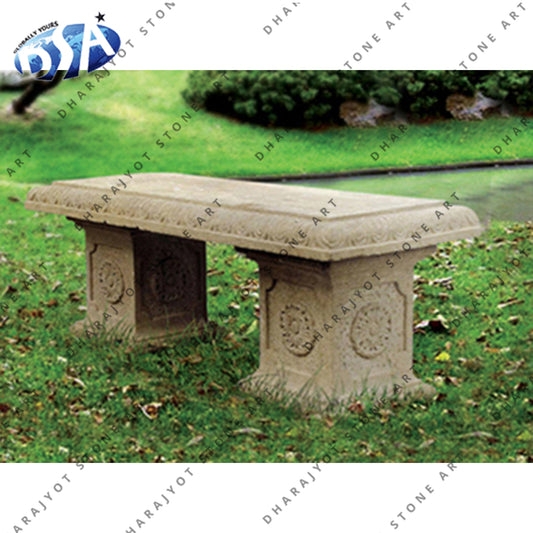 Traditional Garden Bench with Carved Floral Medallions