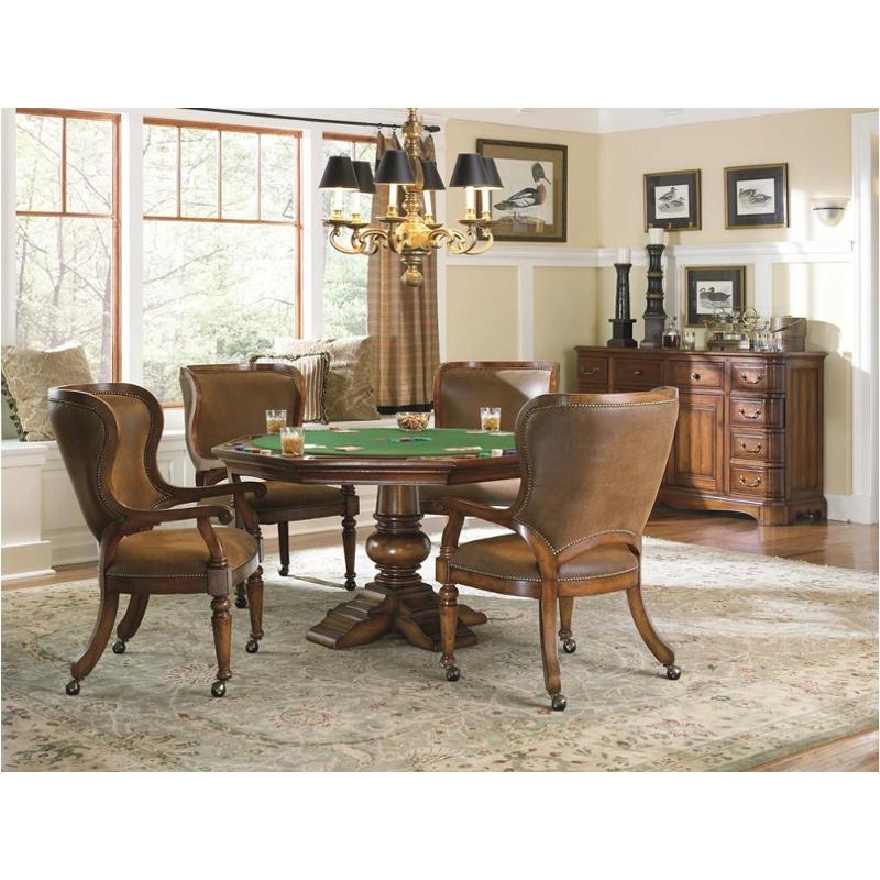 Traditional Pedestal Poker Table Set with Nailhead Trim Details
