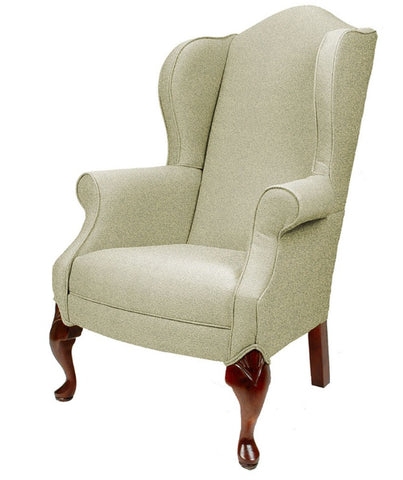 Traditional Wingback Lounge Chair Sage Green Camelback Top Cabriole Legs