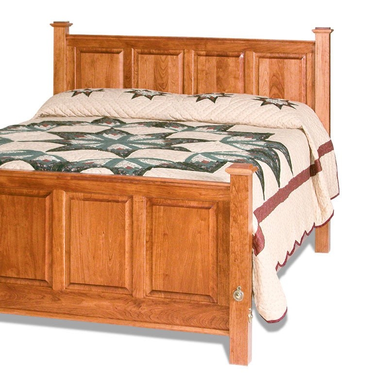 Traditional Wood Bed Frame featuring Raised Panels and Flat Caps