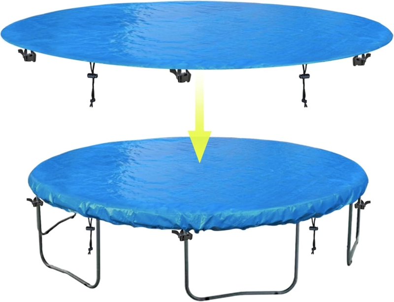 Trampoline Cover Drawstring Toggles Attachment Clips Weather Resistant.