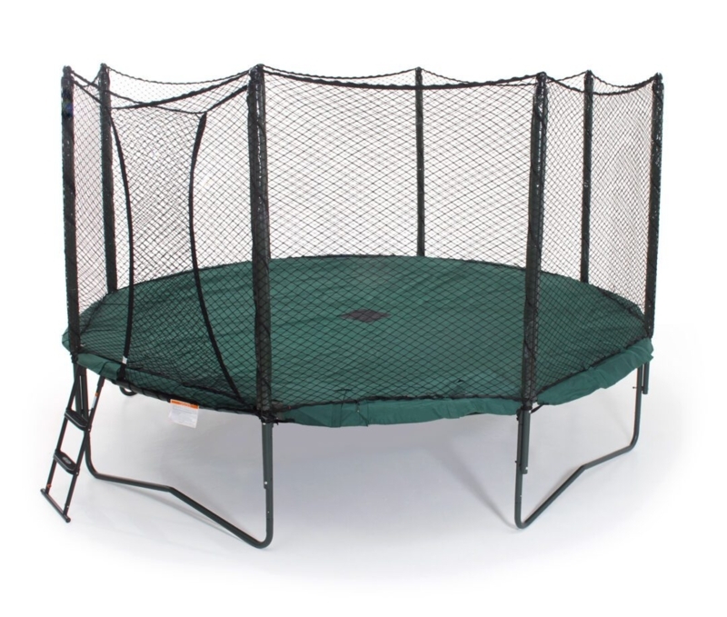 Trampoline Forest Green Cover, Integrated Safety Net Ladder Access.