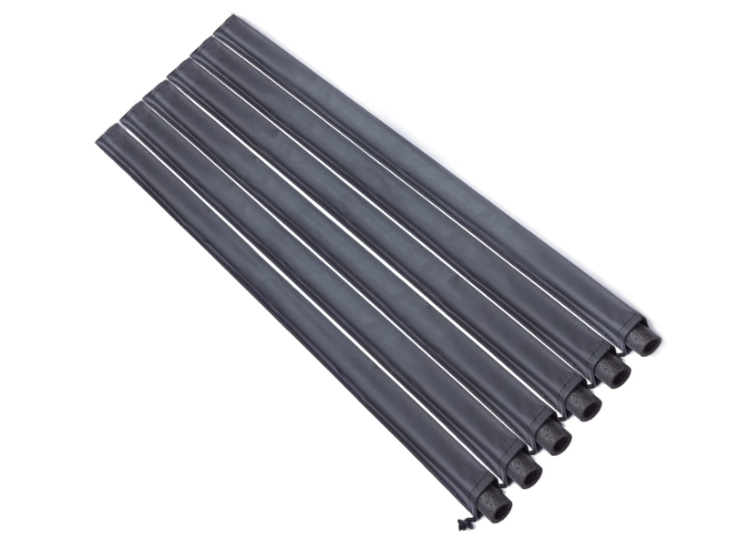 Trampoline Pole Sleeves Charcoal Grey Foam Core Drawstring Closure.