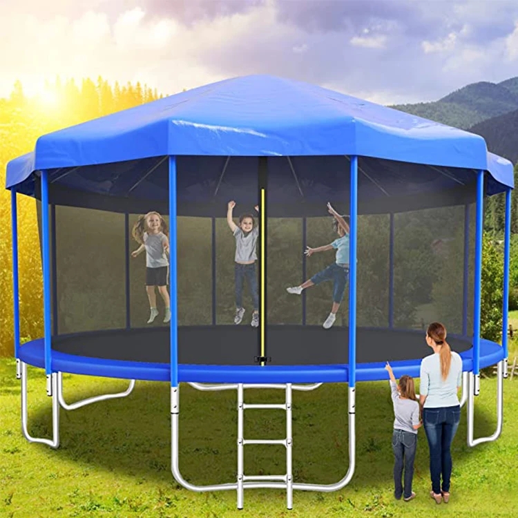 Trampoline Protective Cover Trampoline Netting Replacement Trampoline Top  Cover, 6-16ft Sun-Protection Trampolines Canopy Waterproof Trampoline  Sunshade Tarp Accessories For 6 /8/12-Pole Trampoline(Blue,12ft-6 Trampoli