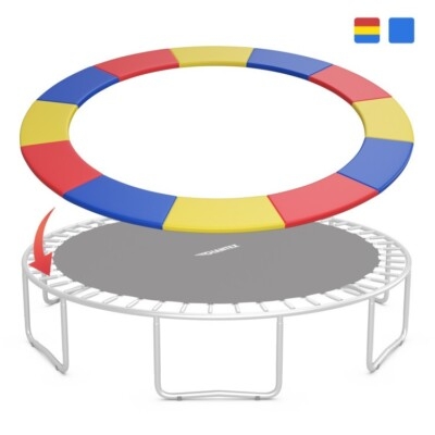 Trampoline Safety Pad Primary Color Segmented Blocks Foldable Design.