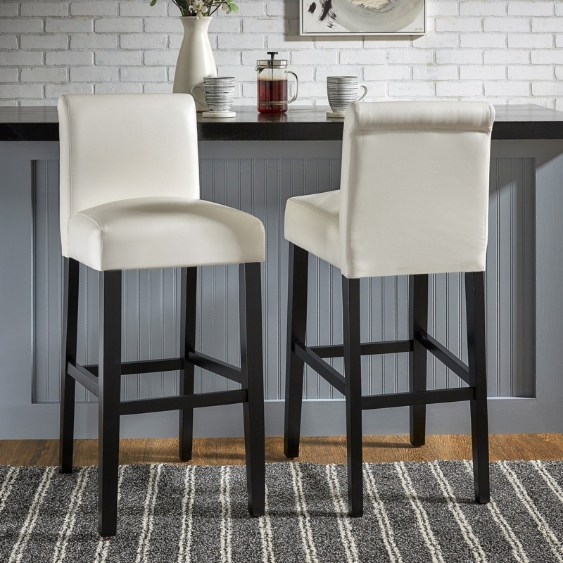 Transitional Bar Stools with High Back and Dark Espresso Legs