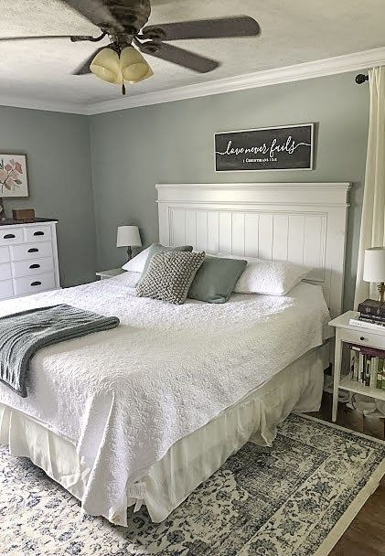 Transitional Headboard with Vertical Planks and Crown Molding