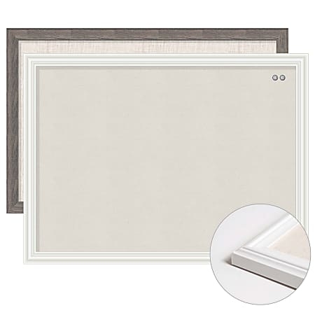 Transitional Linen Bulletin Board, Decor Frame, Silver Pushpins Included.