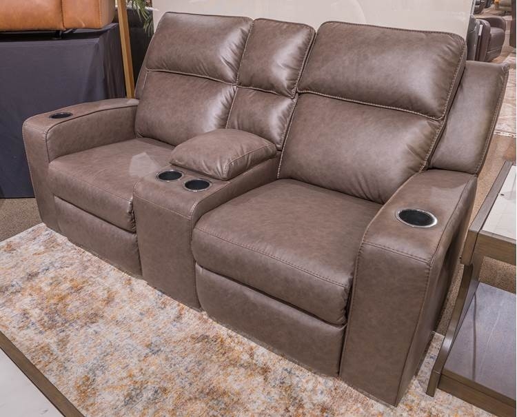 Transitional Reclining Loveseat: Muted Cocoa, Pebbled Texture