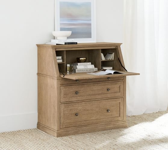 Transitional Secretary Desk with Slanted Upper Hutch