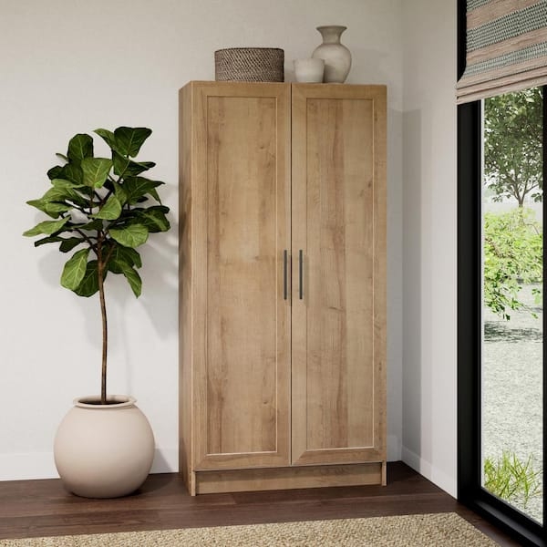 Transitional Storage Cabinet with Slim Black Handles